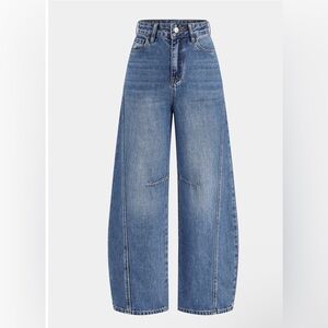 Commense Wide-Leg Flared Blue Denim Jeans